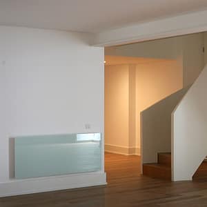 Our glass radiators are heat accumulators that radiate heat evenly without moving the air so avoiding temperature in layers & dust movement.