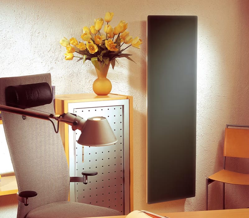 Our glass radiators are heat accumulators that radiate heat evenly without moving the air so avoiding temperature in layers & dust movement.