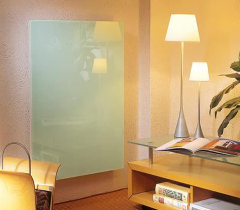Our glass radiators are heat accumulators that radiate heat evenly without moving the air so avoiding temperature in layers & dust movement.