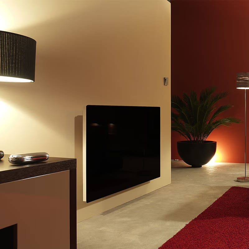 black gloss electric radiator Our glass radiators are heat accumulators that radiate heat evenly without moving the air so avoiding temperature in layers & dust movement.