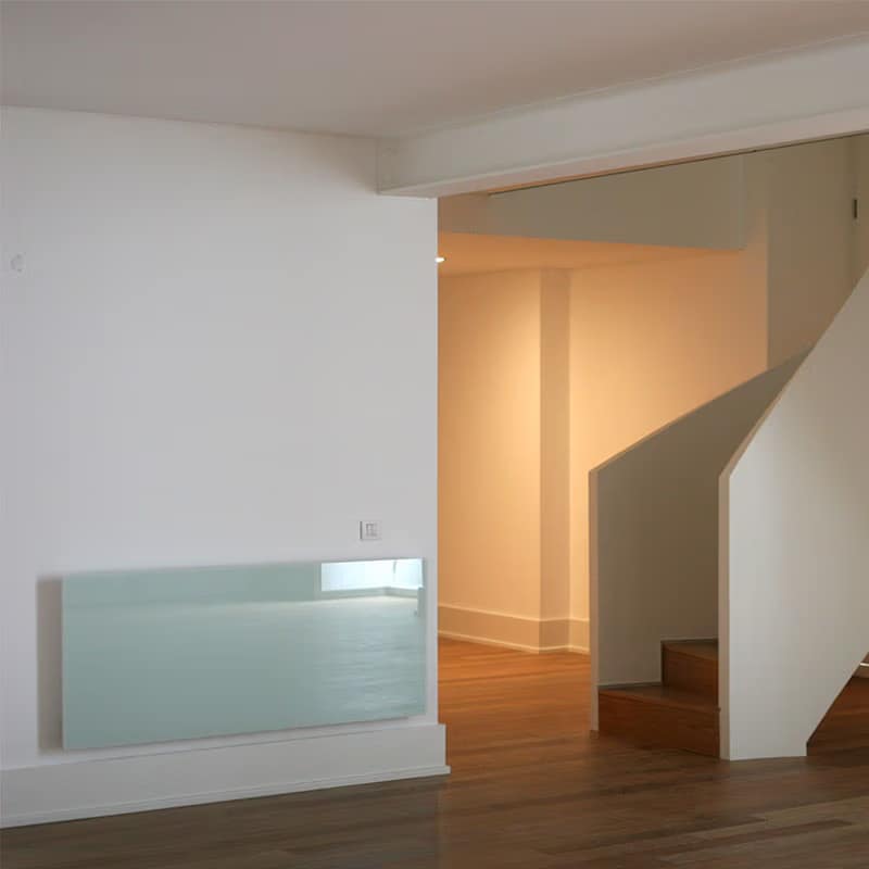 Our glass radiators are heat accumulators that radiate heat evenly without moving the air so avoiding temperature in layers & dust movement.