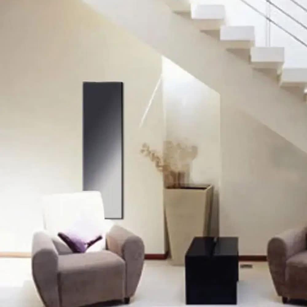 black matte tall radiator Our glass radiators are heat accumulators that radiate heat evenly without moving the air so avoiding temperature in layers & dust movement.